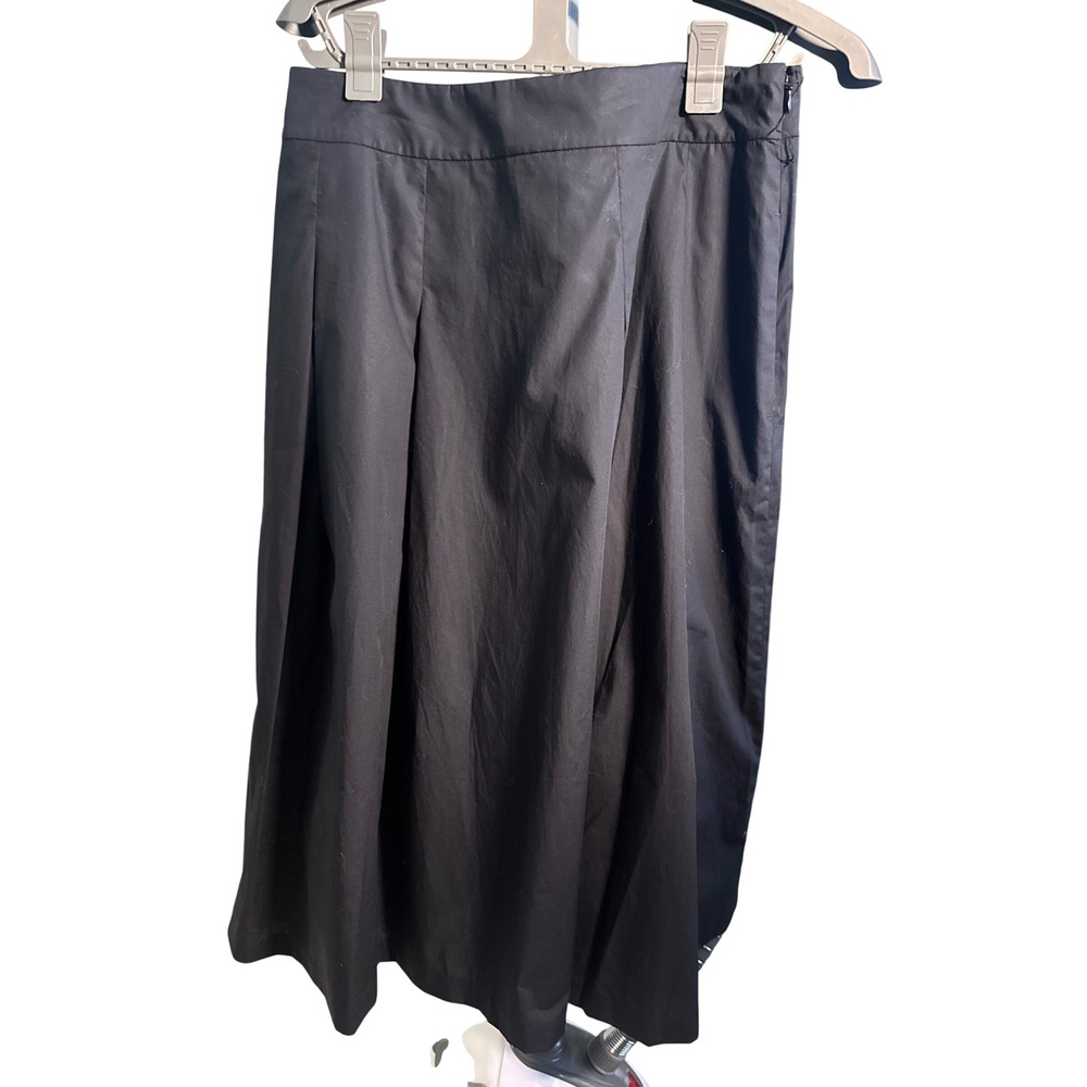 Talbots dk Navy Pleated Midi Skirt 100% Cotton High Waist Side Zip Size 8 PH5090